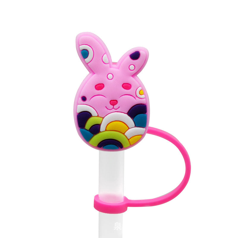 Wholesale of 10pcs Easter Cartoon Silicone Straw Sets